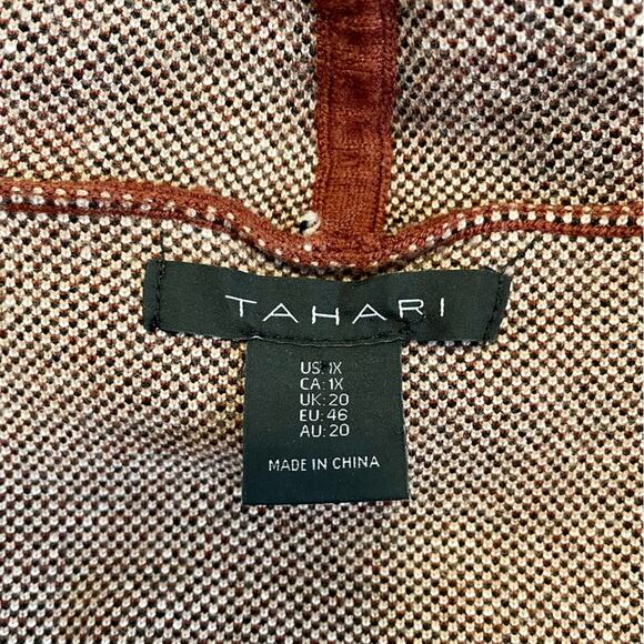 Tahari 3/4 Length Plaid Sweater Wrap Cardigan Women's XL | Rust & Brown | EUC - Picture 7 of 12